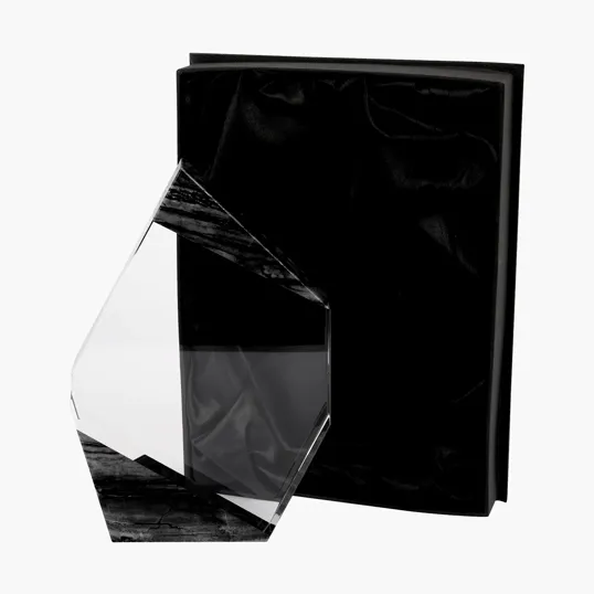 Aquila Crystal Polygon Award with Marble Trim — view 3