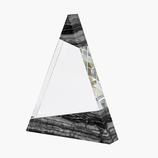 Vega Triangle Crystal Award with Marble Trim — view 2