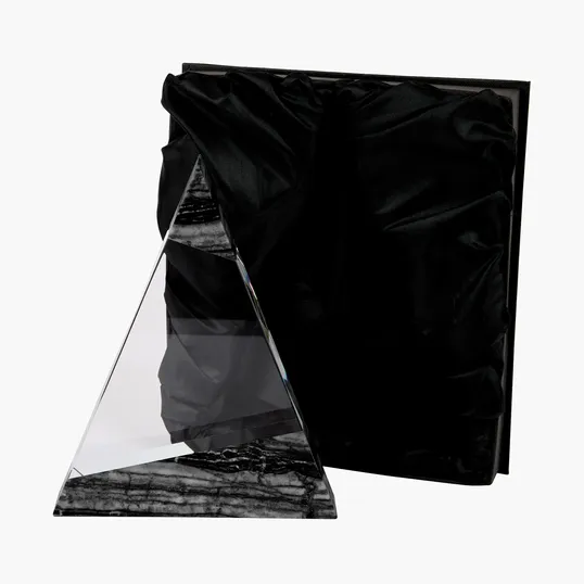 Vega Triangle Crystal Award with Marble Trim — view 3