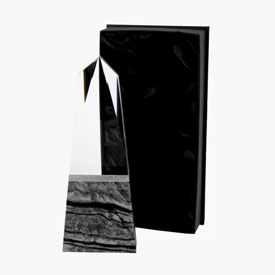 Deneb Crystal Obelisk with Marble Base — view 3