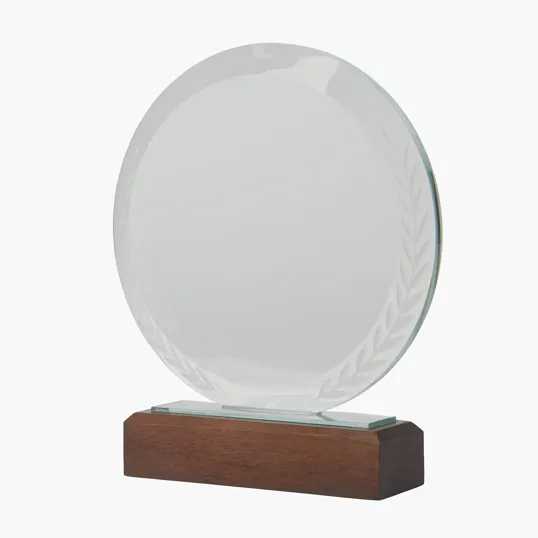 Redondo Crystal Award with Wood Base — view 2