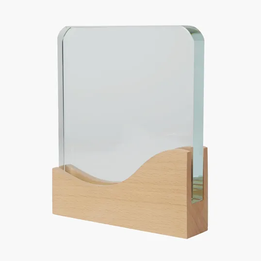 Ola Crystal Award with Wood Base — view 2