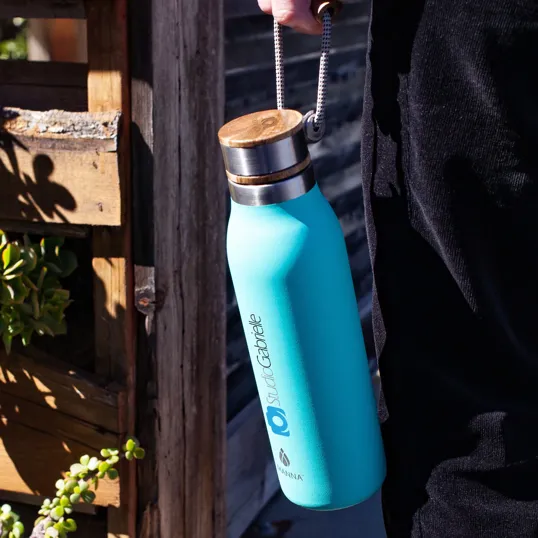 Manna™ 18 oz. Ascend Stainless Steel Water Bottle with Acacia Lid — view 7