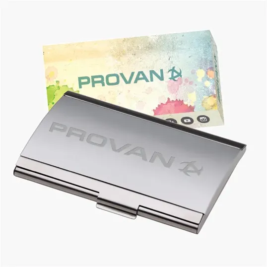 Skeda I Business Card Case, Two-Tone Silver