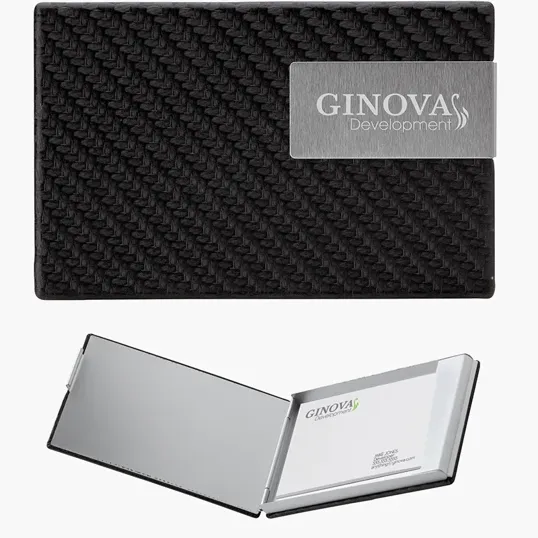 Pesaro Business Card Case with Carbon Fiber Pattern — view 2