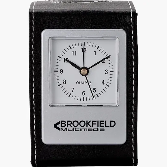 Valumark Alba Leatherette Desk Clock & Pen Cup — view 4