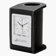 Valumark Alba Leatherette Desk Clock & Pen Cup
