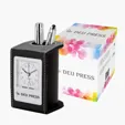Valumark Alba Leatherette Desk Clock & Pen Cup — view 3