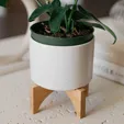 Saratoga Ceramic Flower Pot with Bamboo Stand — view 2