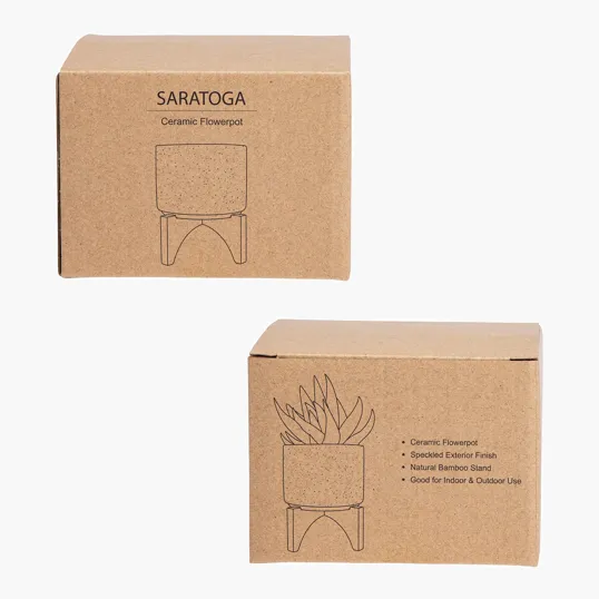 Saratoga Ceramic Flower Pot with Bamboo Stand — view 6