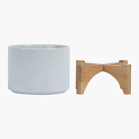 Saratoga Ceramic Flower Pot with Bamboo Stand — view 8