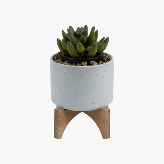 Saratoga Ceramic Flower Pot with Bamboo Stand — view 10
