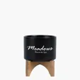Saratoga Ceramic Flower Pot with Bamboo Stand