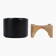 Saratoga Ceramic Flower Pot with Bamboo Stand — view 3