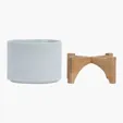 Saratoga Ceramic Flower Pot with Bamboo Stand — view 8