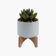 Saratoga Ceramic Flower Pot with Bamboo Stand — view 10