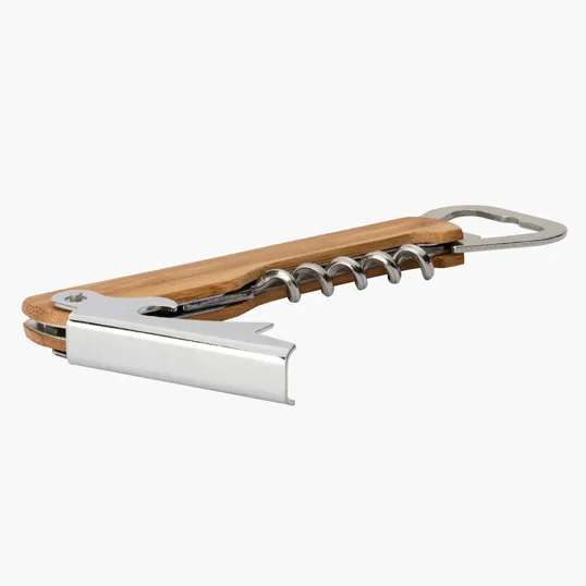 Malbec Multi-Function Bamboo Bar Tool with Bottle Openers and Corkscrew — view 5
