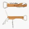 Malbec Multi-Function Bamboo Bar Tool with Bottle Openers and Corkscrew