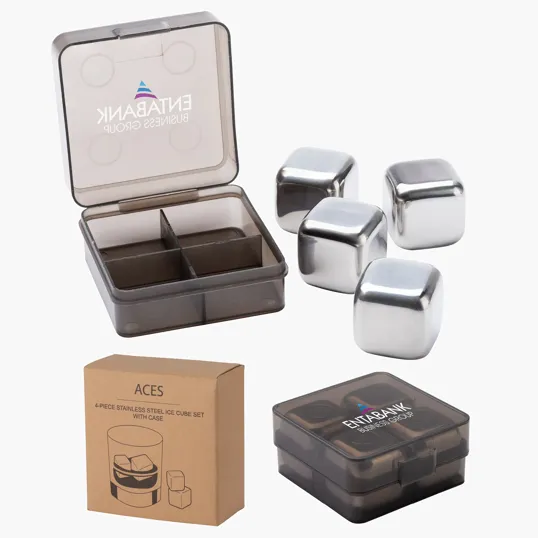 Aces 4-Piece Stainless Steel Ice Cube Set