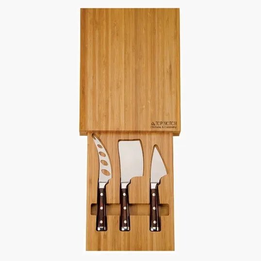 Bamboo Cheese Set with Stainless Steel Knives — view 3