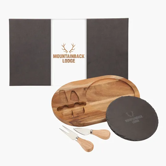 Bon Appetit Slate Cheese Set with Acacia Wood Tray — view 2
