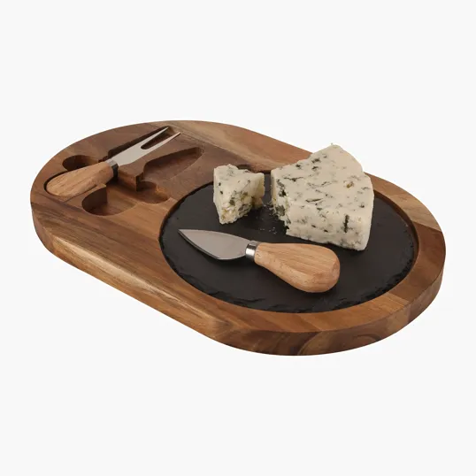 Bon Appetit Slate Cheese Set with Acacia Wood Tray — view 4