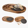 Bon Appetit Slate Cheese Set with Acacia Wood Tray