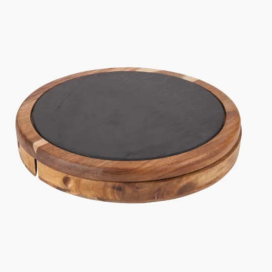 Normandy Acacia Wood Cheese and Wine Charcuterie Set with Slate Top — view 5
