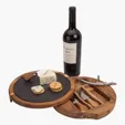 Normandy Acacia Wood Cheese and Wine Charcuterie Set with Slate Top