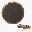 Normandy Acacia Wood Cheese and Wine Charcuterie Set with Slate Top — view 3