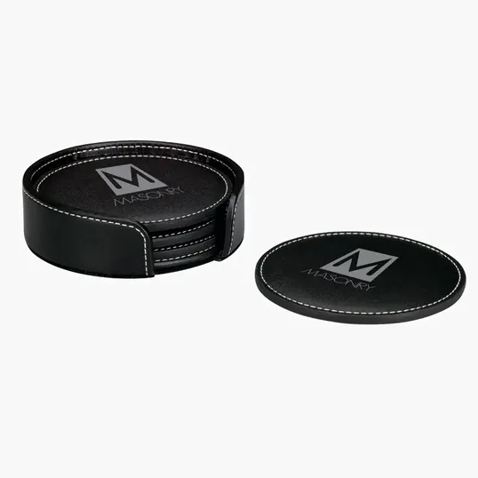 Domanda Leather 4 Coaster Set with Holder