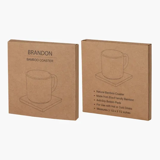 Brandon Single Bamboo Coaster, 3.5" Square — view 7