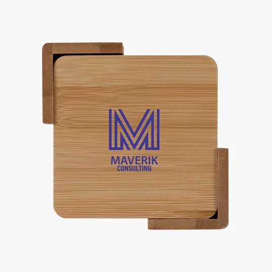 Brandon IV 4-Piece Bamboo Coaster Set — view 2