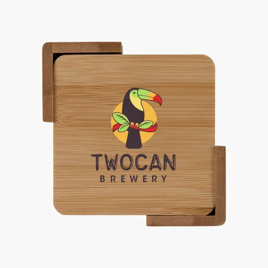 Brandon IV 4-Piece Bamboo Coaster Set — view 9