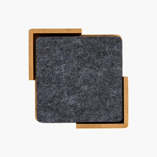 Redmond 6pc Recycled Felt Coaster Set with Bamboo Holder — view 4