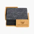 Redmond 6pc Recycled Felt Coaster Set with Bamboo Holder — view 2