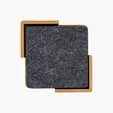 Redmond 6pc Recycled Felt Coaster Set with Bamboo Holder — view 4
