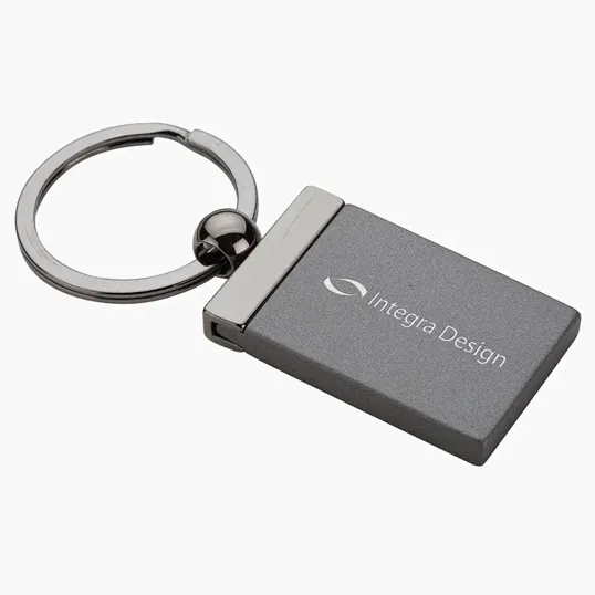 Gemma Rectangular Metal Keyring with Two-Tone Gunmetal Finish