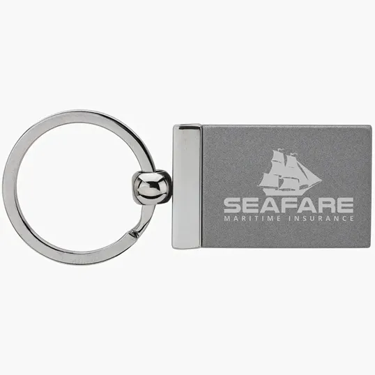 Gemma Rectangular Metal Keyring with Two-Tone Gunmetal Finish — view 2