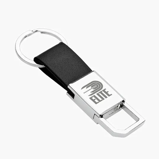 Ilda Keyring with Nickel Finish and Leatherette Strap