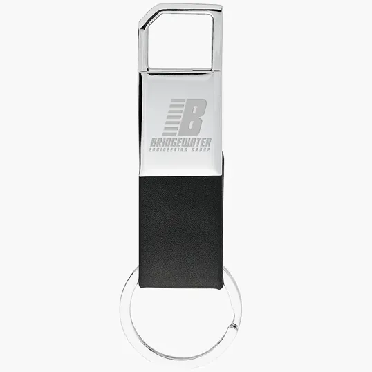 Ilda Keyring with Nickel Finish and Leatherette Strap — view 2