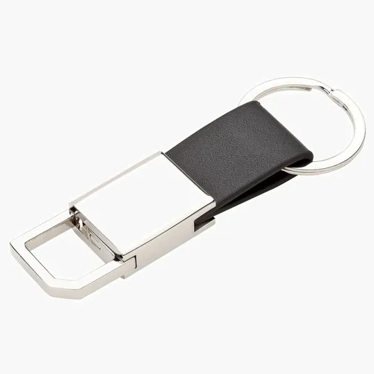 Ilda Keyring with Nickel Finish and Leatherette Strap — view 3