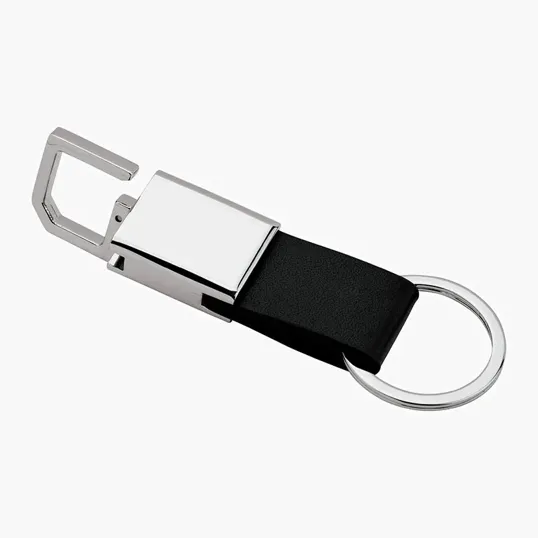 Ilda Keyring with Nickel Finish and Leatherette Strap — view 4