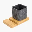Renton Recycled Felt and Bamboo Pen/Device/Card Holder — view 3