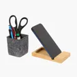 Renton Recycled Felt and Bamboo Pen/Device/Card Holder — view 5
