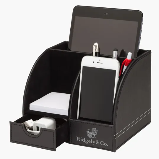 Sandro Leatherette Desk Box with Note Pad and Storage