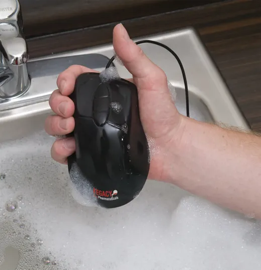 Seal Shield™ Antimicrobial-Washable Mouse, Black — view 3