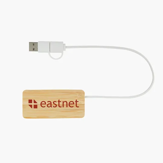 Bamboo Dual USB Hub with Type-C and Type-A Ports — view 2