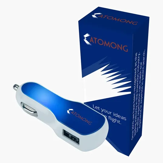 Solas Twin Port USB Car Charger with LED Logo Panel