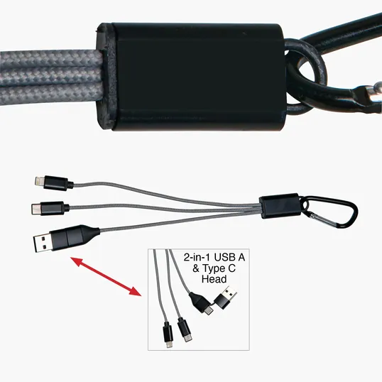 Maxx Charging Cable Set, 4-in-1 with Carabiner Clip — view 3
